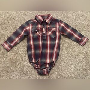 NWT Infant Baby Red River Outfitters Plaid Pearl Snap Onesie Bodysuit 18 Month